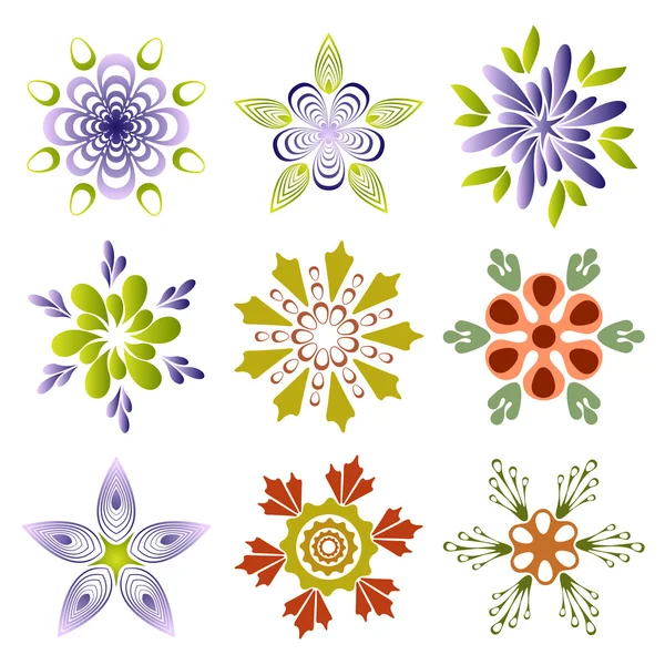 Set van creatieve bloemen — Stockvector