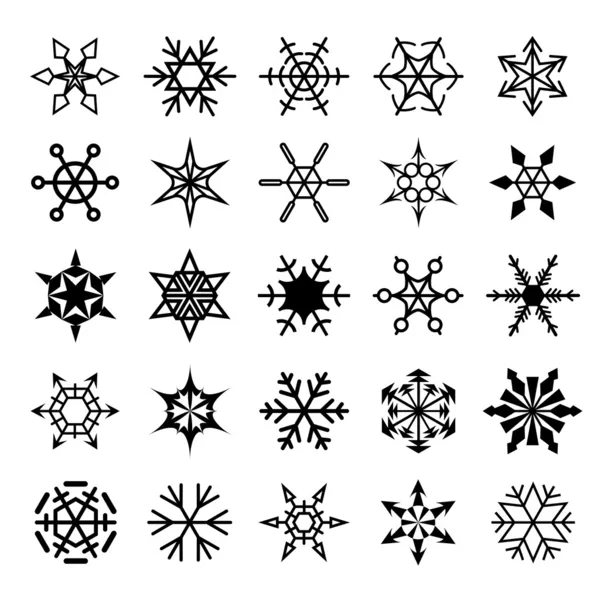 Uppsättning av dekorativa snöflingorna — Stock vektor