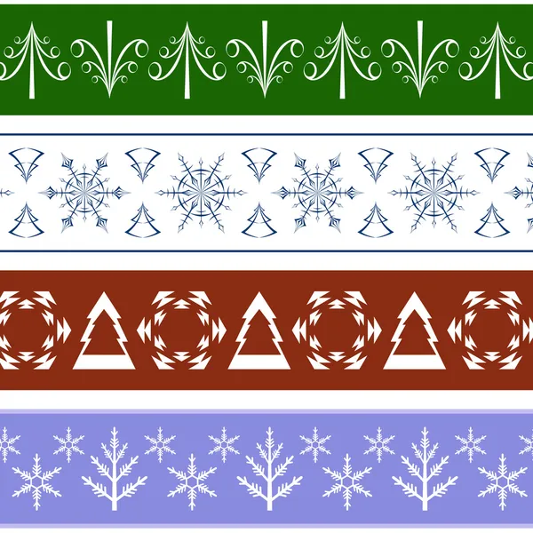 Collection of seamless Christmas Borders — Stock Vector