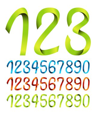 Color sets of ribbon numbers clipart