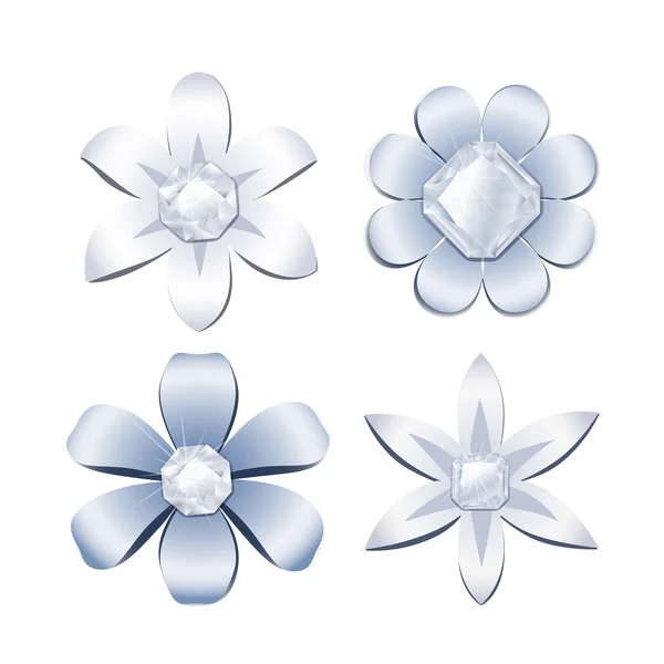 Diamond flowers, design elements' set — Stock Vector