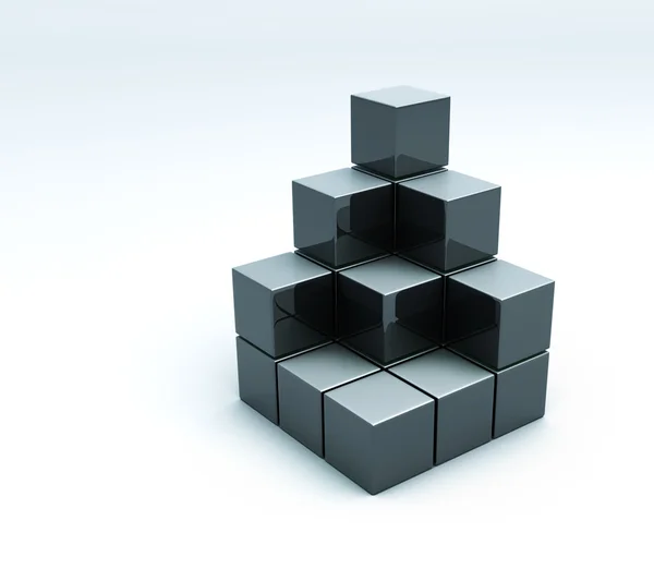 Pyramid of cubes isolated 3d model — Stock Photo, Image