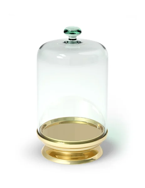 Gold stay with glass bell isolated 3d model — Stock Photo, Image