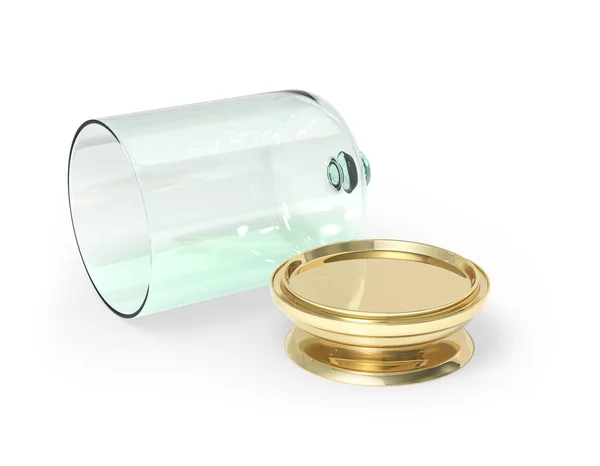 Ouro ficar com vidro aberto sino isolado modelo 3d — Fotografia de Stock