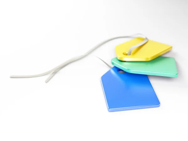 Colored plastic tags 3d model — Stock Photo, Image