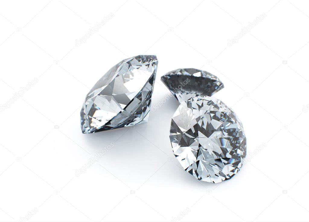 Diamonds clouse up isolated on white 3d model