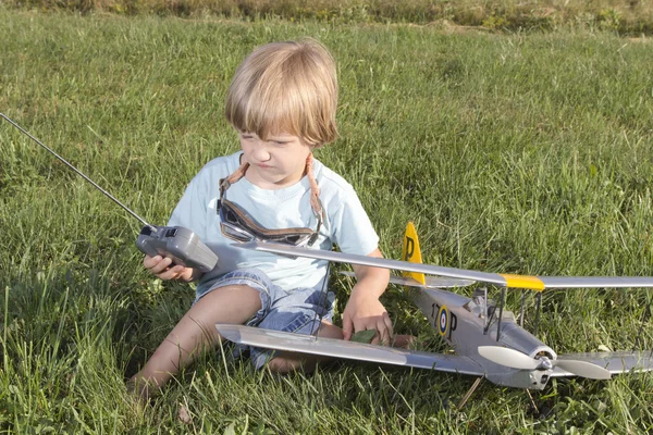 Young boy with new toy — Stock Photo, Image