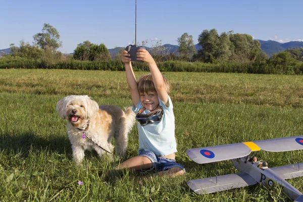 Yesss! Happy Young boy with new toy — Stock Photo, Image