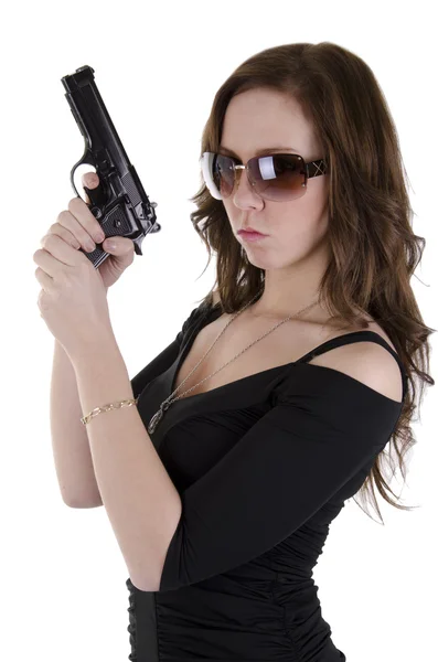 Uma jovem com uma arma. (4) ) — Fotografia de Stock