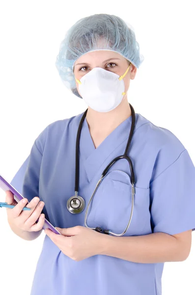 Genç hemşire stetoskop ile — Stok fotoğraf
