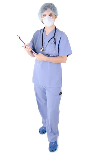 Mladá zdravotní sestra s stetoskop — Stock fotografie