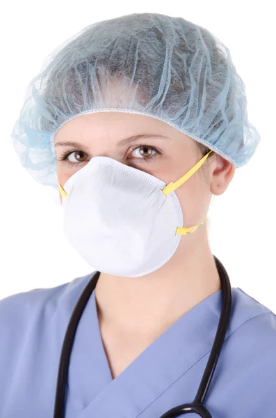 Jeune infirmière avec masque — Photo