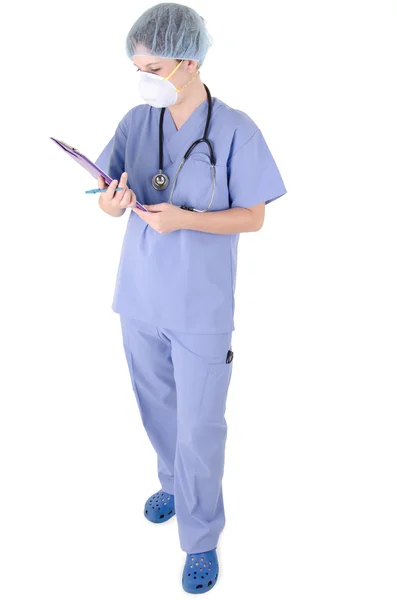 Jonge verpleegster met zeem — Stockfoto