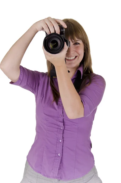 Femeie fotograf — Fotografie, imagine de stoc