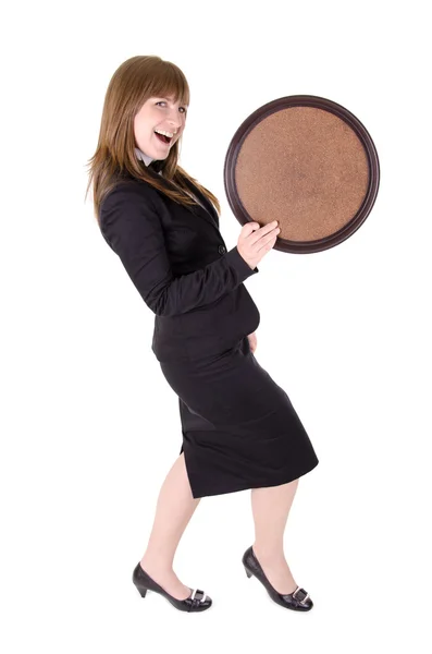 Dancing waitress with tray — Stock Photo, Image