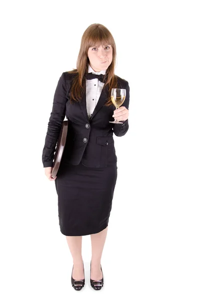 Garçonete com um copo de vinho (2 ) — Fotografia de Stock