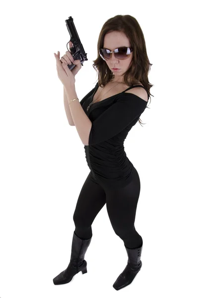 Junge Frau mit Waffe. — Stockfoto