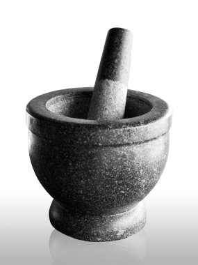 Stone mortar and pestle, thai cooking tool clipart