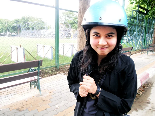 Girl with helmet — Stock Photo, Image