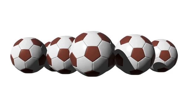 Bolas de futebol renderizadas 3D — Fotografia de Stock