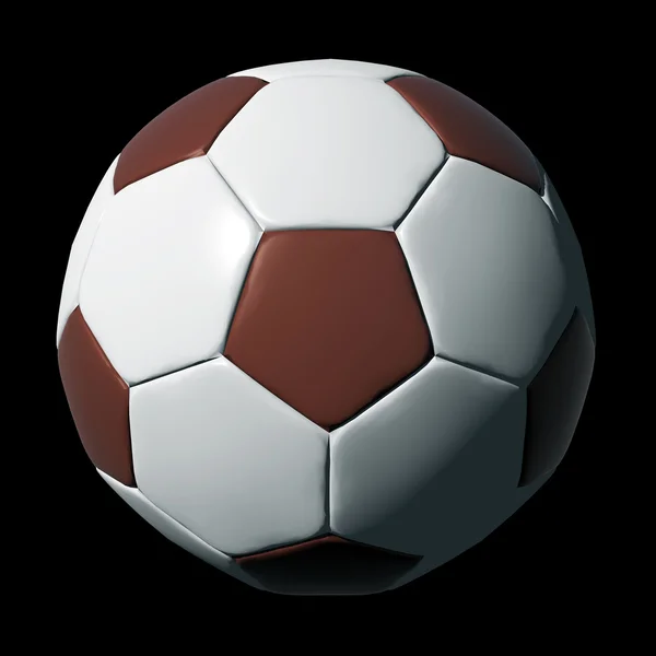 Pallone da calcio in pelle isolato su nero — Foto Stock