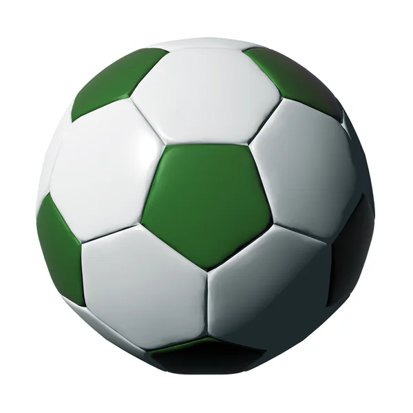 Pallone da calcio in pelle verde isolato su bianco — Foto Stock