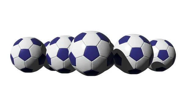 3D renderizado bolas de fútbol azul —  Fotos de Stock
