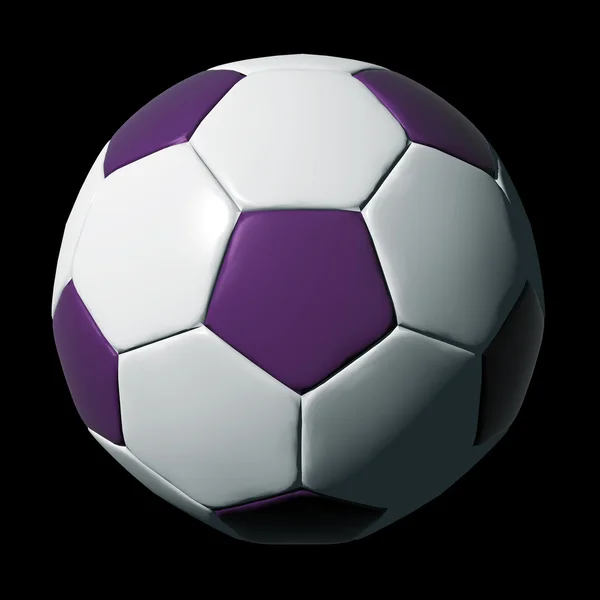 Bola de futebol de couro roxo isolado em preto — Fotografia de Stock