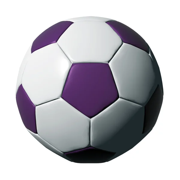 Pallone da calcio in pelle viola isolato su bianco — Foto Stock