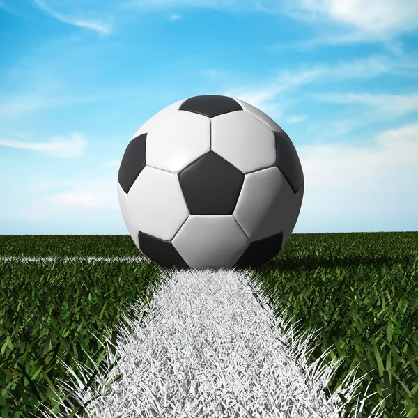 Close up of soccer ball on the field — Stock Photo, Image