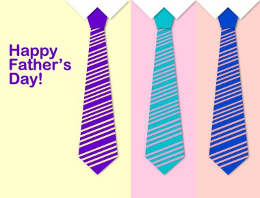 Happy Father's Day with a pattern of colorful ties clipart