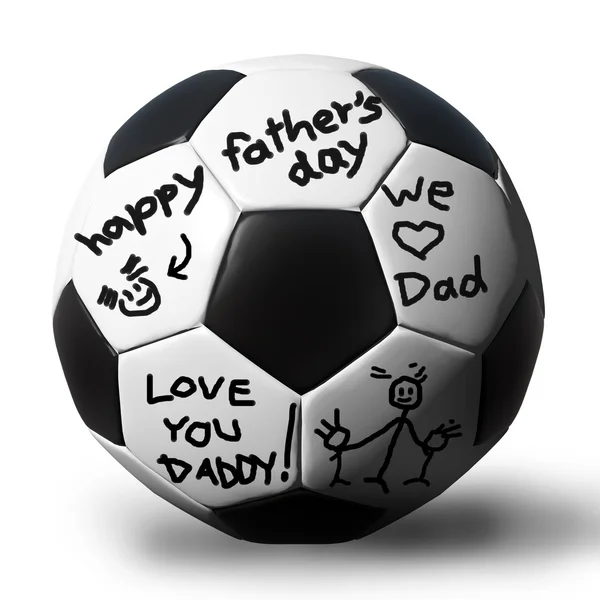 Handschrift auf einem Fußballball für den Vater — Stockfoto