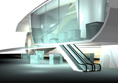 Modern architecture 3d render clipart