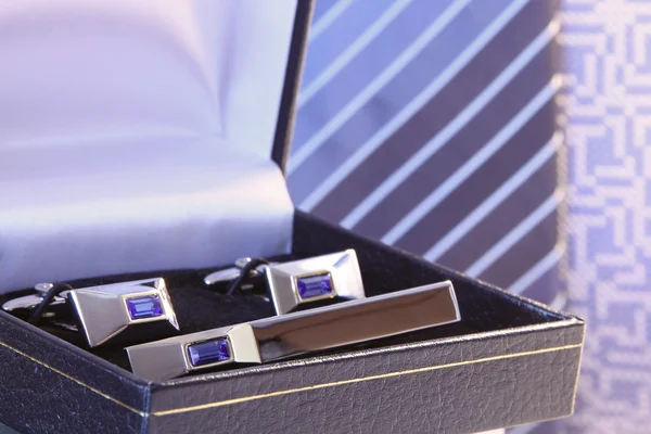 Tie pin and cuff link — Stock Photo, Image