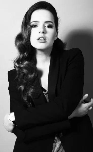 Portrait of gorgeus fashion model businesswoman with amazing hai — Stock Photo, Image