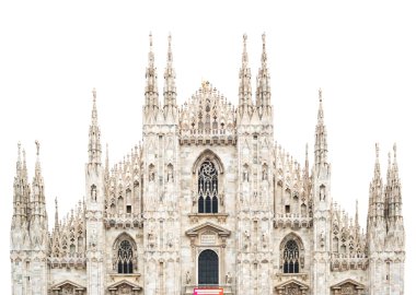 Milan Cathedral Dome upper front isolated on white. Italy, Europ clipart