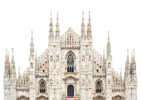 Duomo di Milano Fronte superiore isolato su bianco. Italia, Europ — Foto Stock
