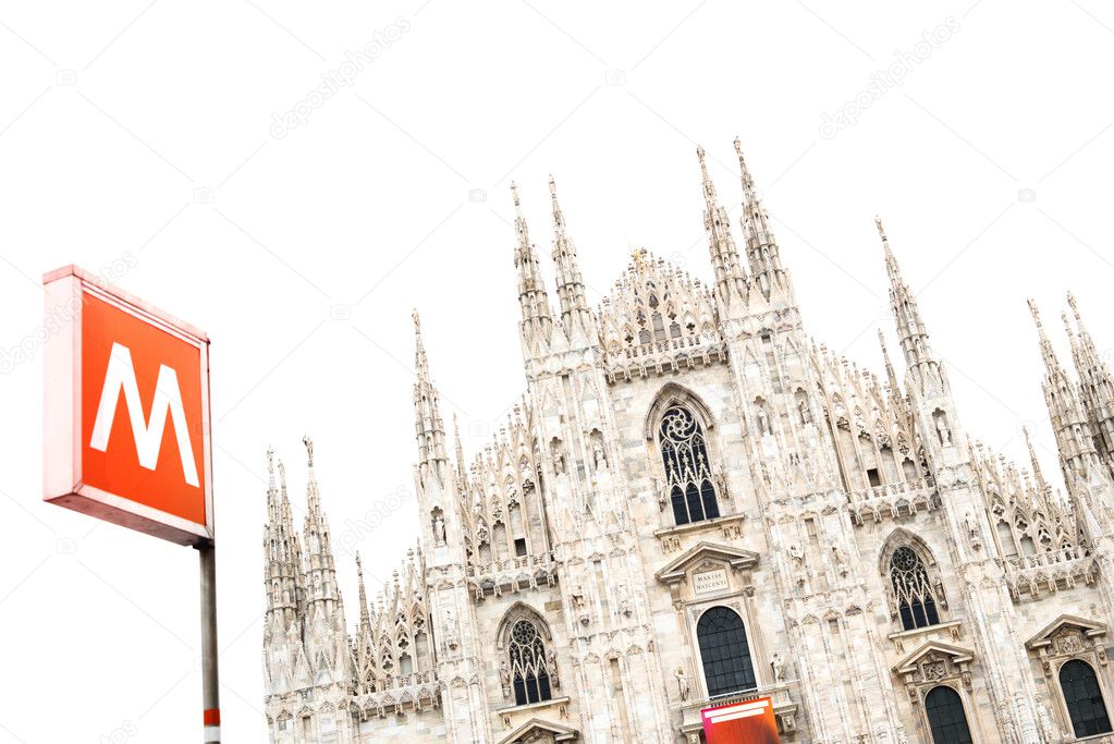 Milan Cathedral Dome and Metro Underground Signal. Italy, Europe