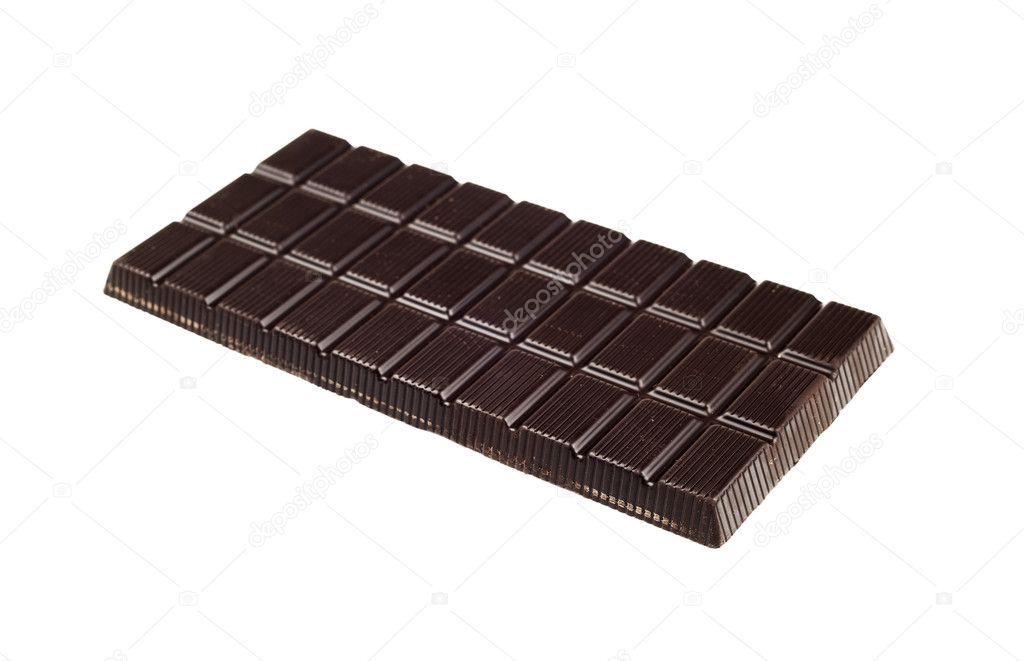 Chocolate dark tablet isolated on white background