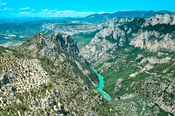 stock image Gorges du Verdon canyon and river aerial view. Alps, Provence, F