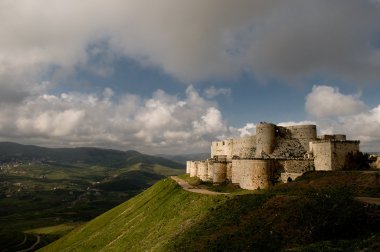 Krak des Chevaliers crusader castle in Syria clipart