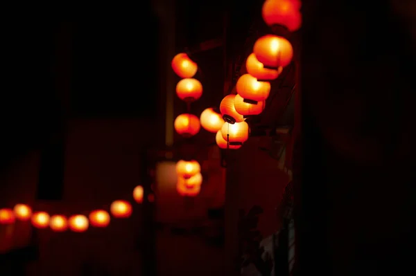 Čínské lucerny v noci — Stock fotografie