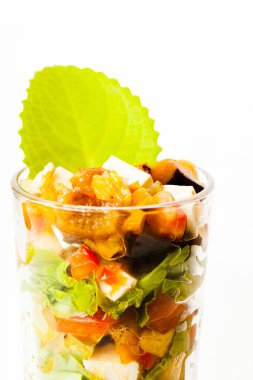 Eggplant salad served in glass clipart