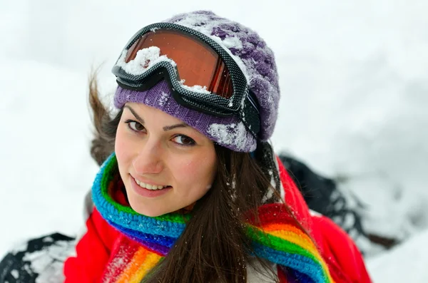 冬季室外的漂亮女人肖像 — 图库照片