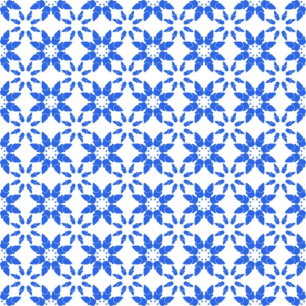 Seamless Blue & White Floral Star Pattern — Stock Photo, Image