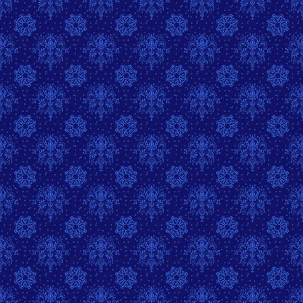 Patrón de damasco azul rico — Foto de Stock