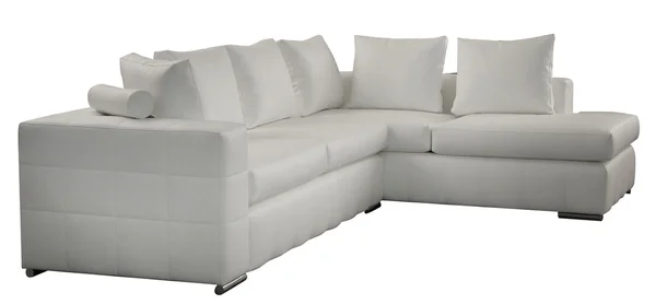 Biała kanapa na białym tle — Zdjęcie stockowe
