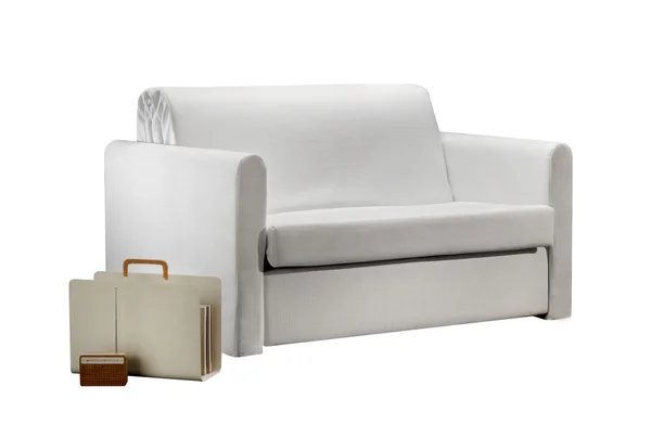 Moderni valkoinen sohva — kuvapankkivalokuva
