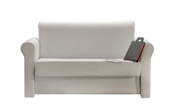 Moderní bílý gauč — Stock fotografie