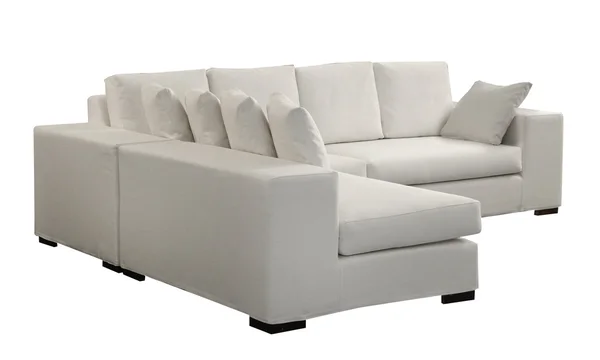 Isolated white leather couch — Stock Photo, Image